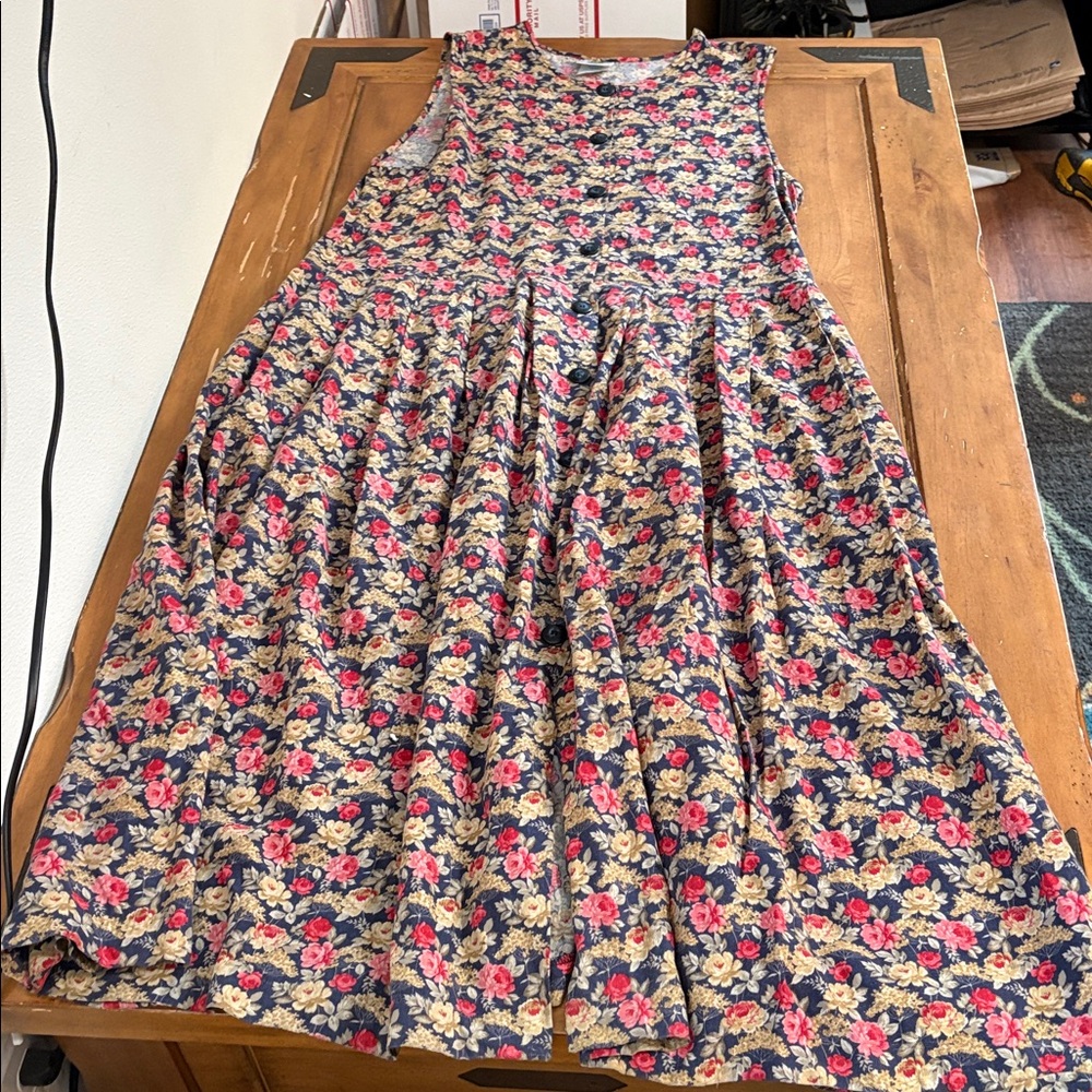 Laura Ashley Blue and Pink Floral Midi Dress Size 10 - Picture 13 of 16